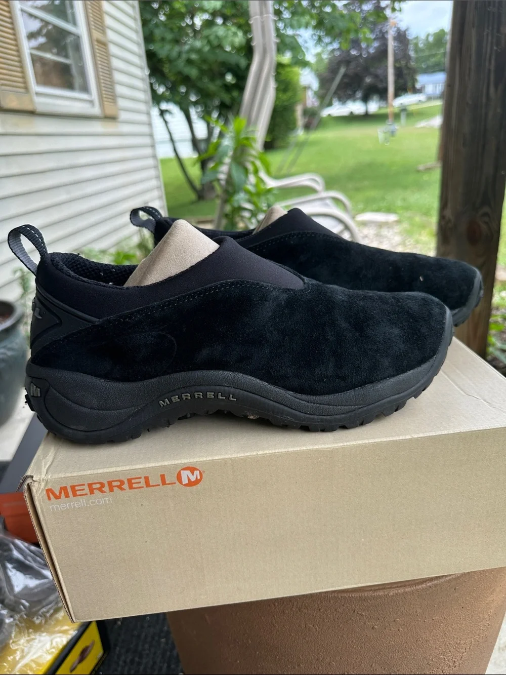 Merrell Black Slip-On Suede Casual Trail Loafers
